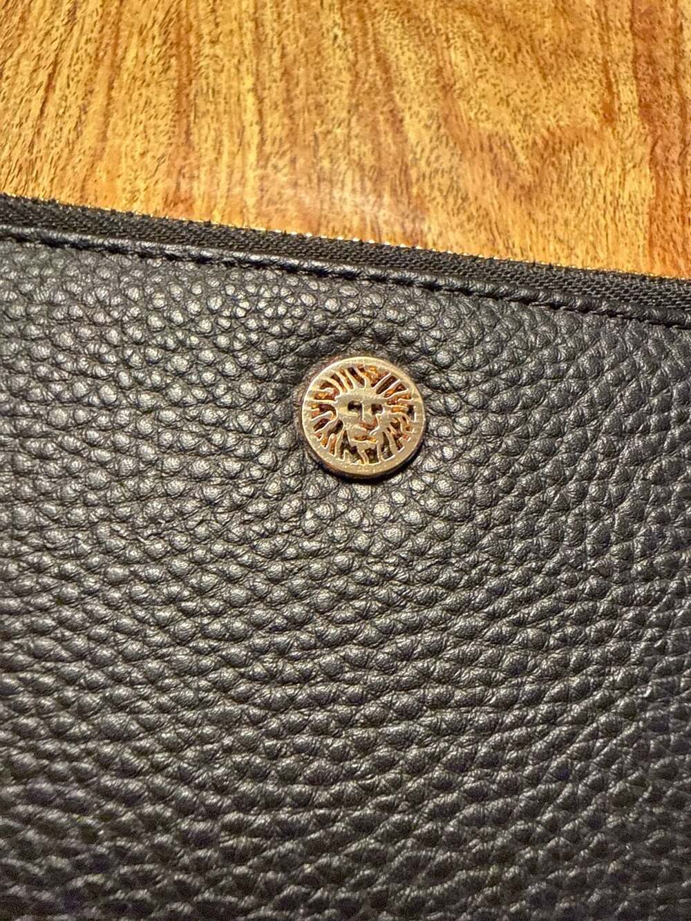 Anne Klein Black Pebbled Leather Slim Wristlet Wallet